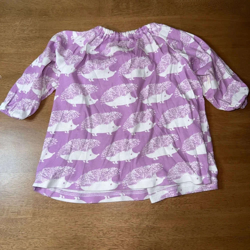 Milkbarn Kids Purple Hedgehog Print Organic Cotton Peasant Top 12-18 Months